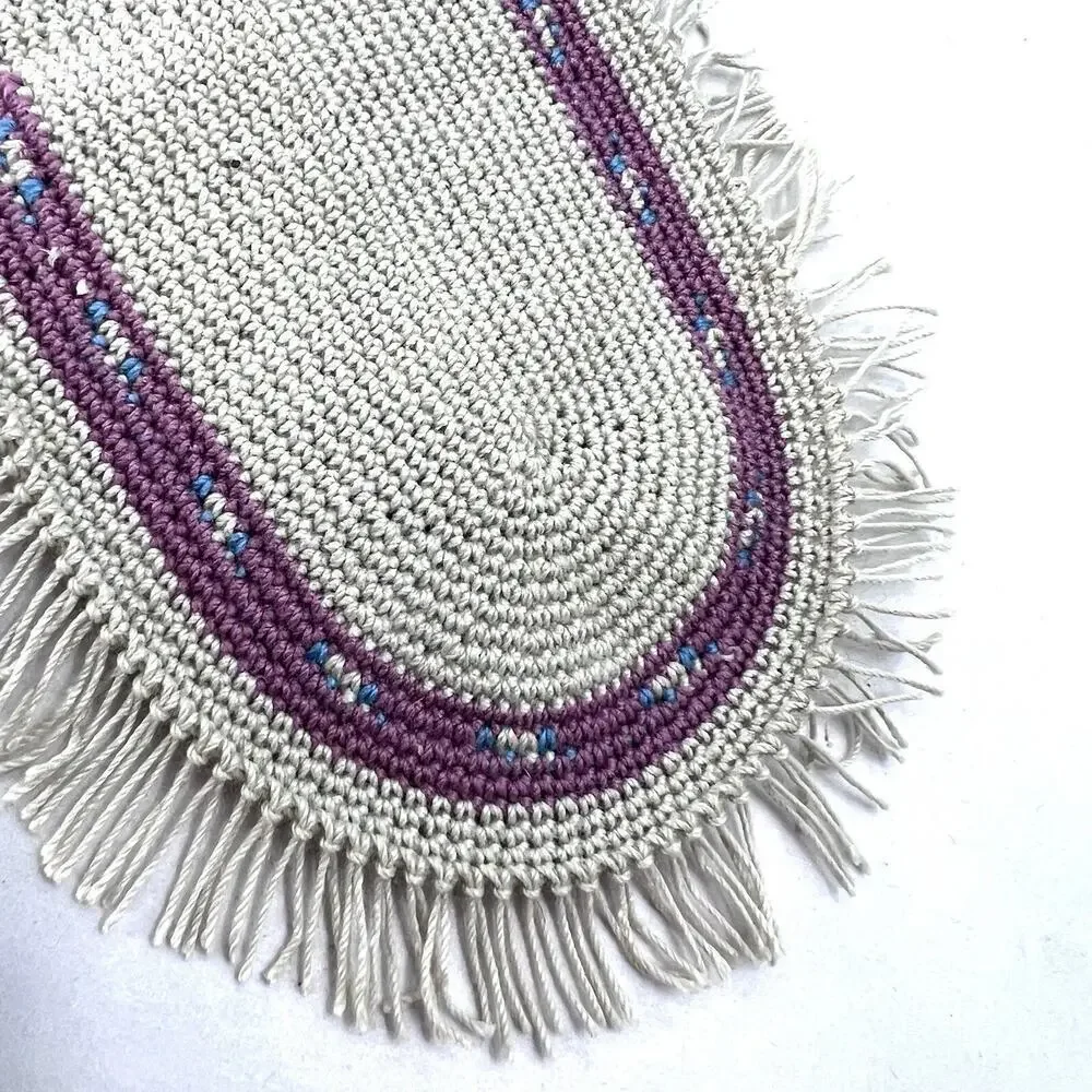 Vintage Dollhouse Miniature Cottage Country Woven Fringed Area Rug 6